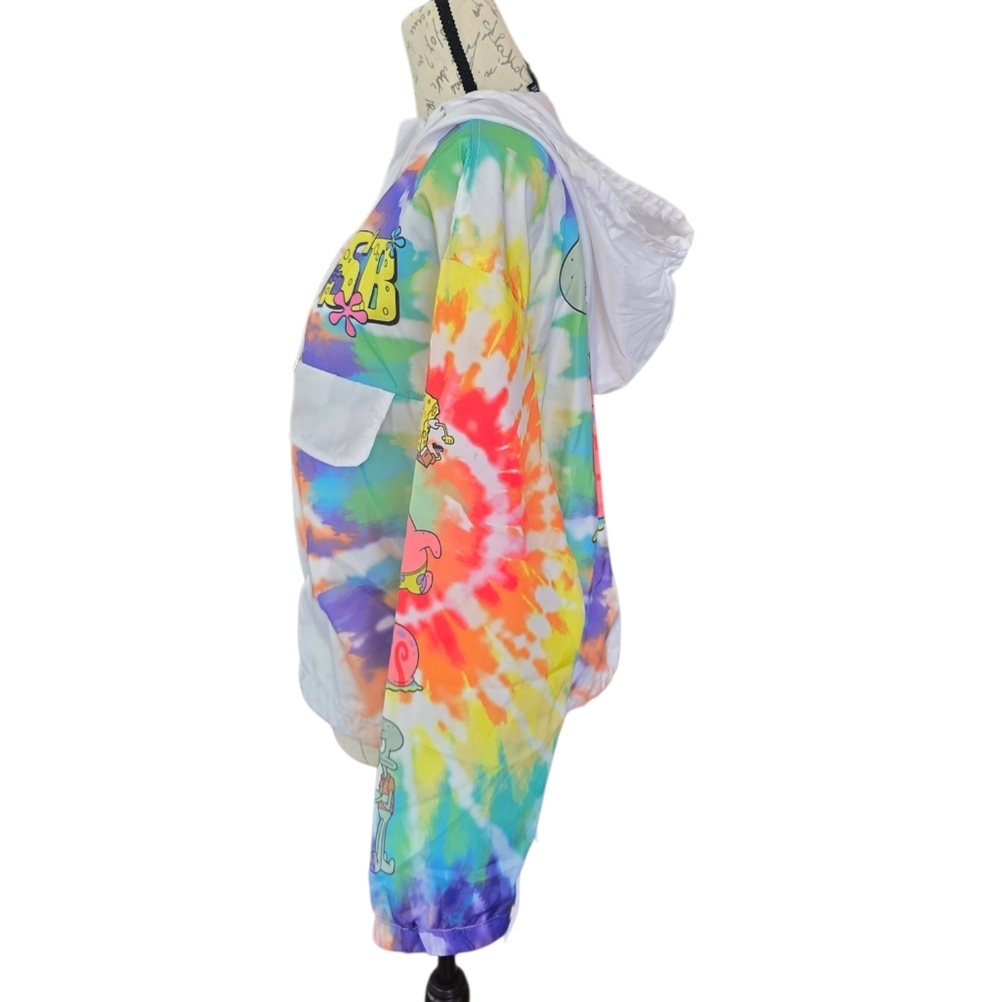 Nickelodeon SpongeBob SquarePants White Long Sleeve Hooded Windbreaker L - Picture 5 of 11